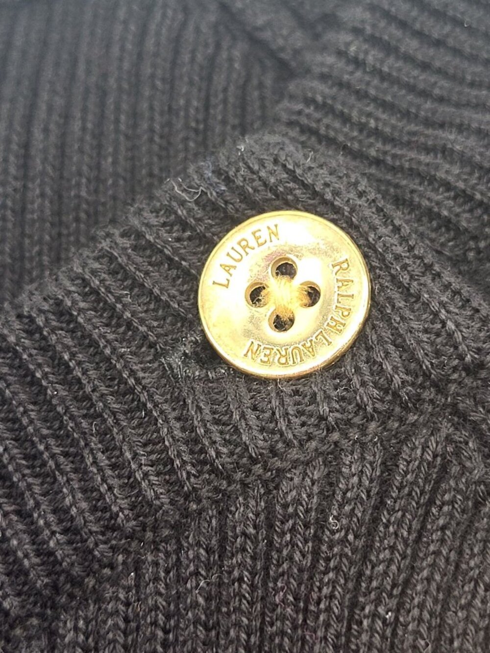 Lauren Ralph Lauren Womens XL Colorblock Black Red Sweater Gold Buttons Ribbed - Picture 6 of 7